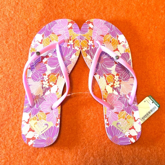 Roxy pink flower Bermuda flip-flops sandals NWT - Picture 3 of 6